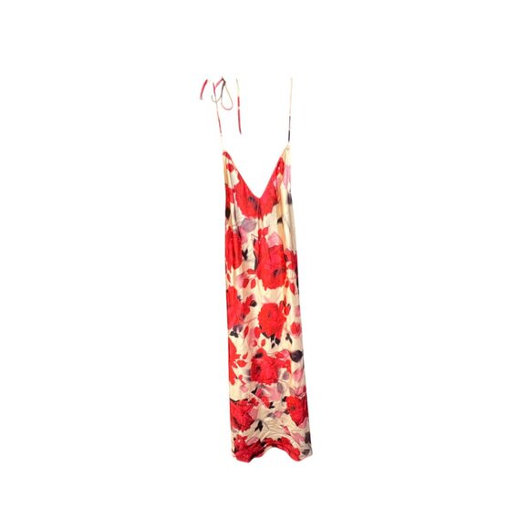 Victorias Secret Satin Floral Slip Dress Red & White Small - Picture 3 of 6